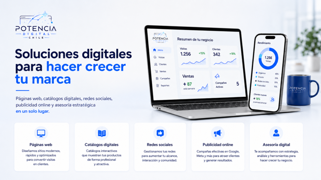 Servicios de Potencia Digital Chile: páginas web, catálogos digitales, redes sociales y publicidad
