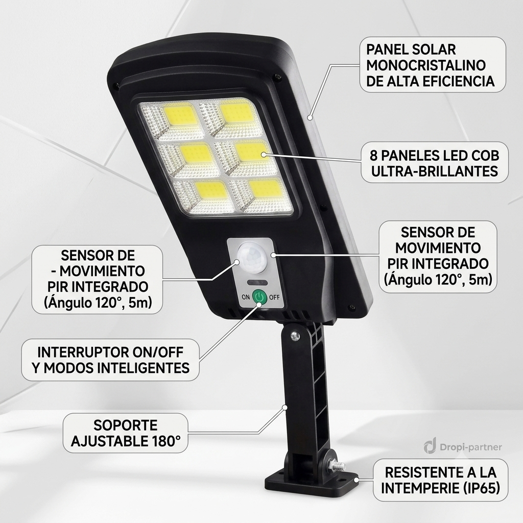Pack de 4 Focos Solares LED Exteriores con Sensor de Movimiento - Imagen 2
