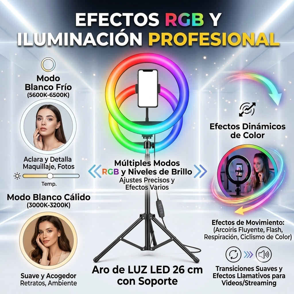 Aro de Luz LED RGB 26cm - Imagen 4