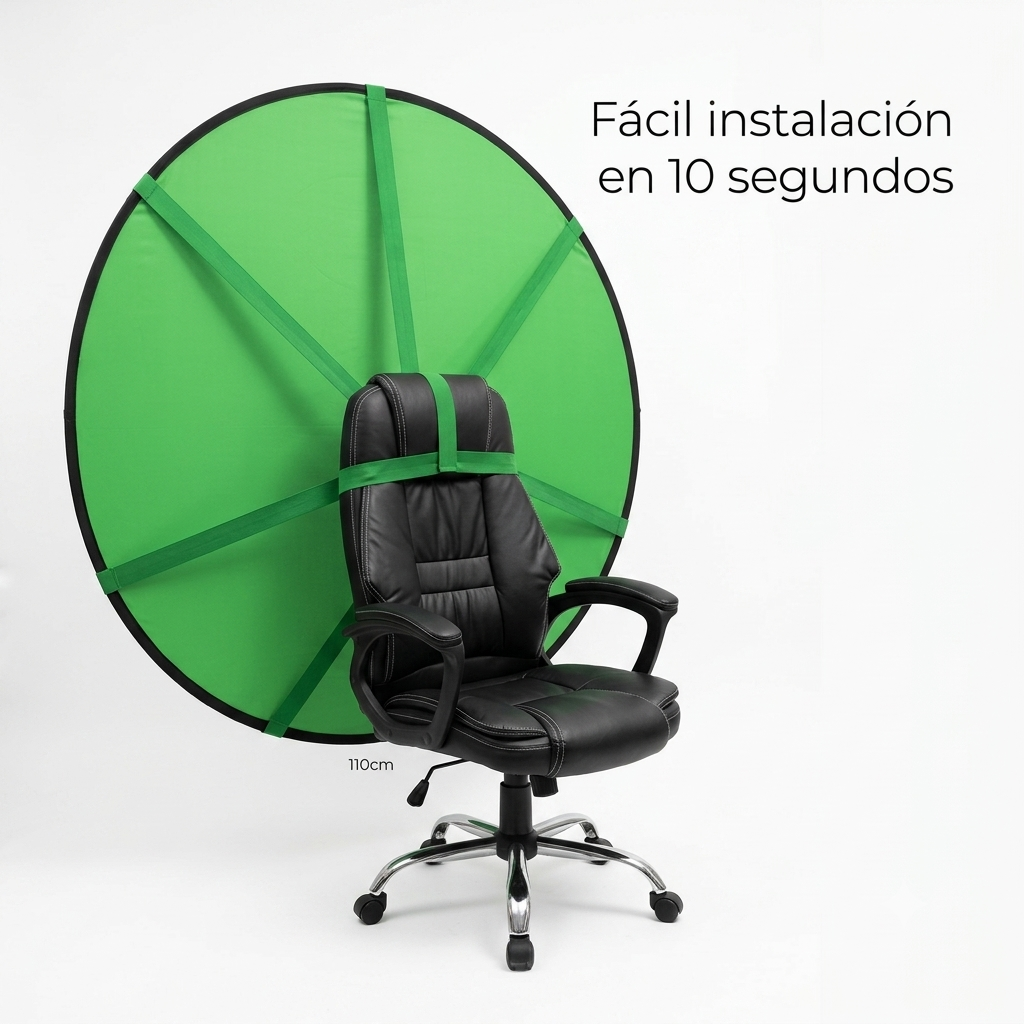 Fondo Virtual Pantalla Verde Croma 110cm para Silla – Portátil y Plegable - Imagen 4